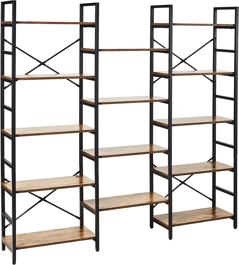 SUPERJARE Triple Wide Bookcase