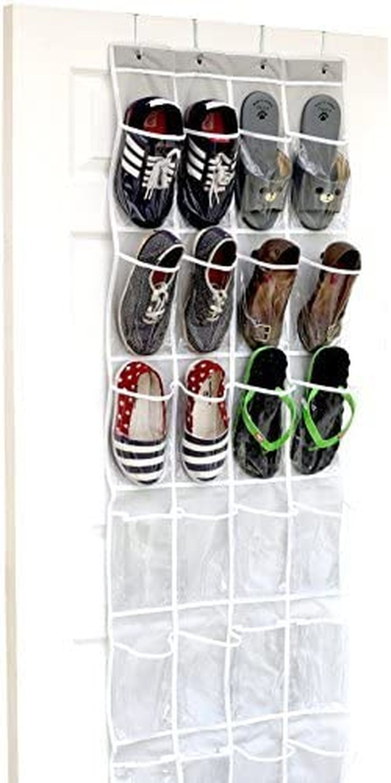 SimpleHouseware Crystal Clear Over The Door Hanging Shoe Organizer