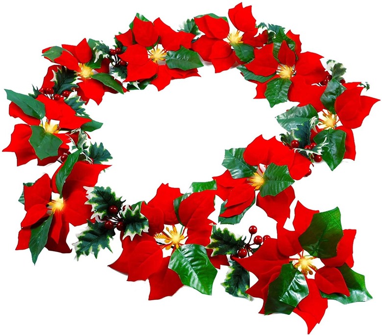 Twinkle Star Pre-Lit Christmas Poinsettia Garland