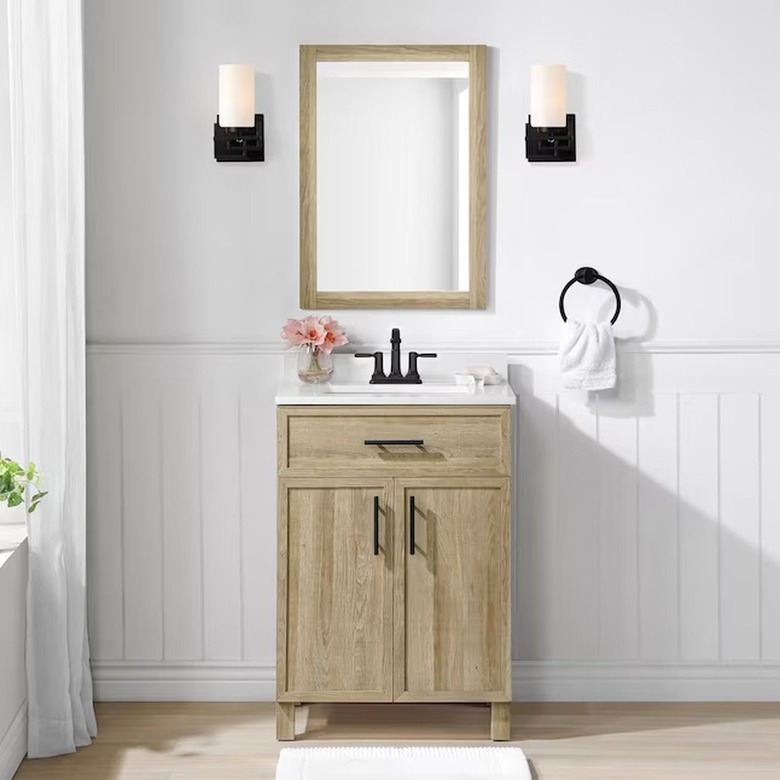 Style Selections Dolton 24" Natural Oak Undermount Single Sink Bathroom Vanity