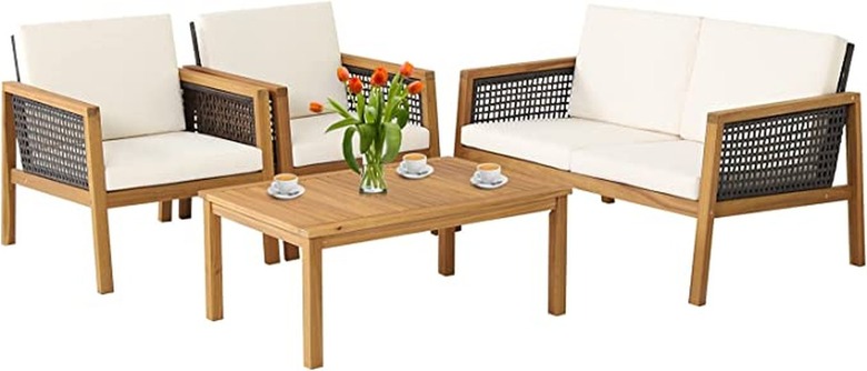 Patiojoy 4-Piece Outdoor Acacia Furniture Set