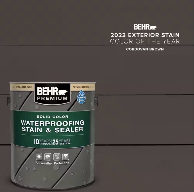 Behr Premium #SC-104 Cordovan Brown Solid Color Waterproofing Exterior Wood Stain and Sealer (1 gallon)