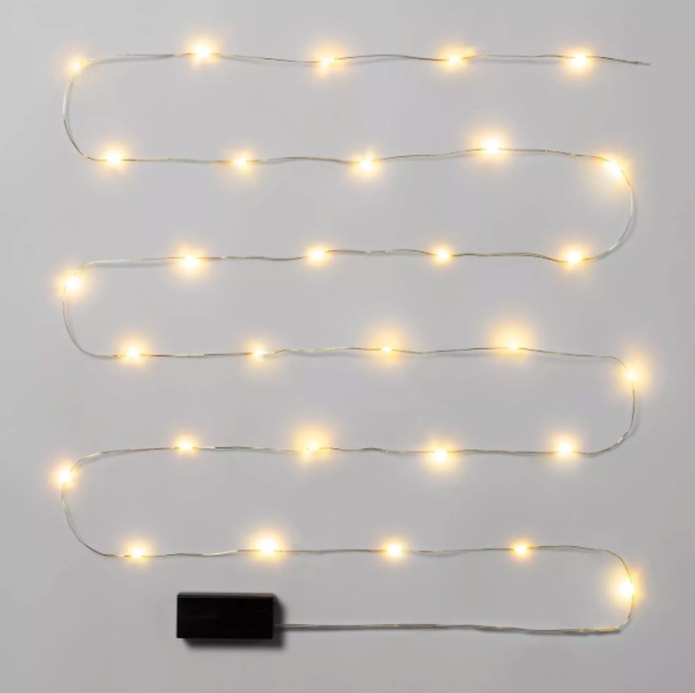 30ct LED Lights Battery Operated String Fairy Lights Warm White Gold Wire