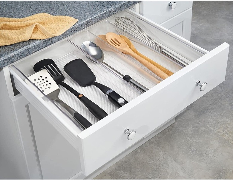 mDesign Plastic Adjustable Drawer Storage Organizer