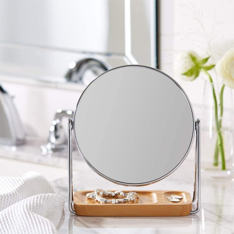 Amazon Basics Vanity Mirror With Squared Bamboo Tray