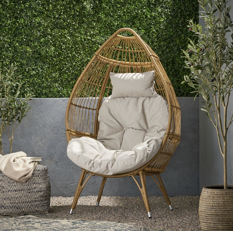 Noble House Lonna Outdoor Wicker Teardrop Chair