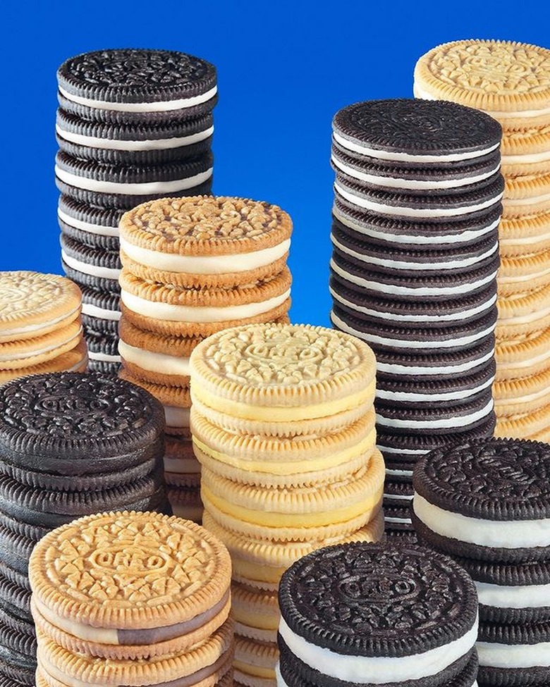 Oreos against a blue background