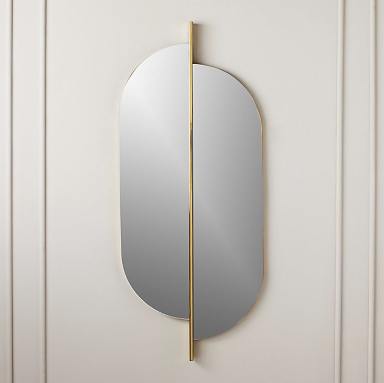 Brass Art Deco wall mirror