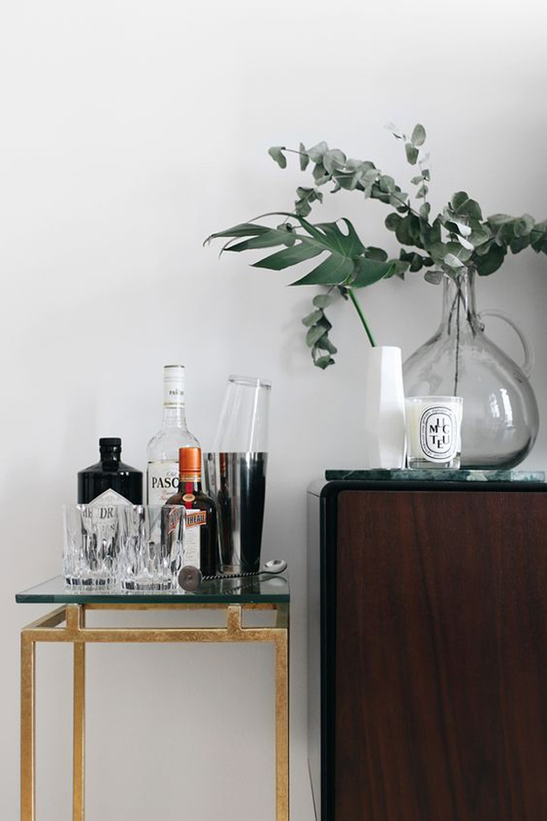 living room bar idea with side table next to credenza