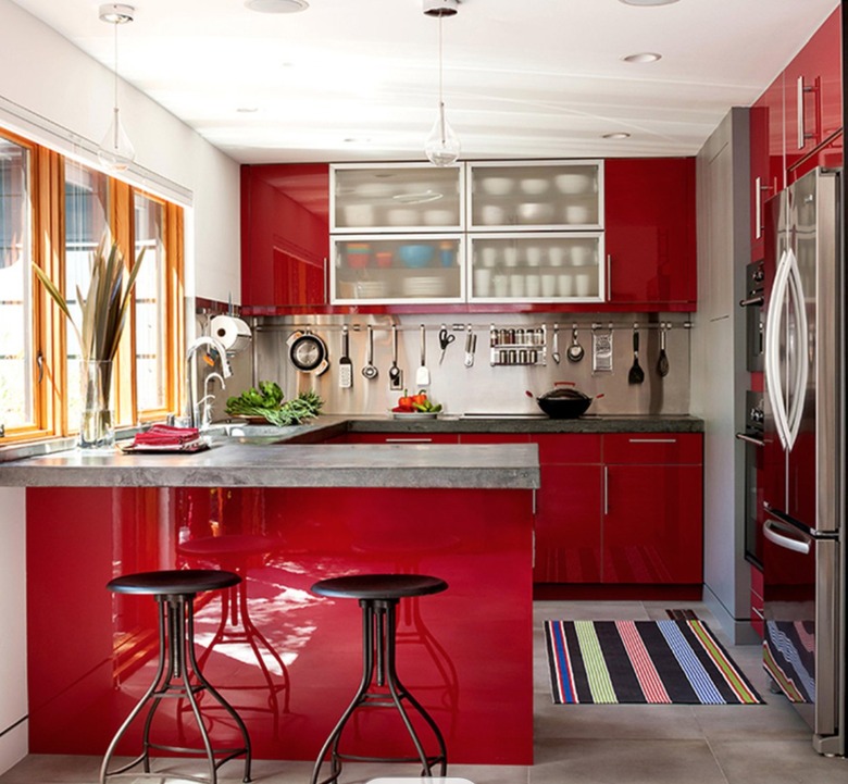 Red kitchen cabinets