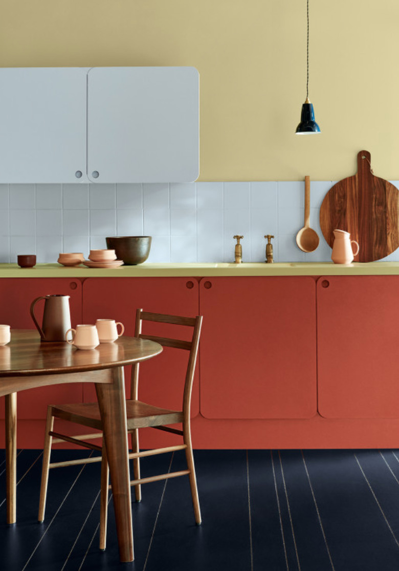 Primary colors come together beautifully in this chic kitchen.