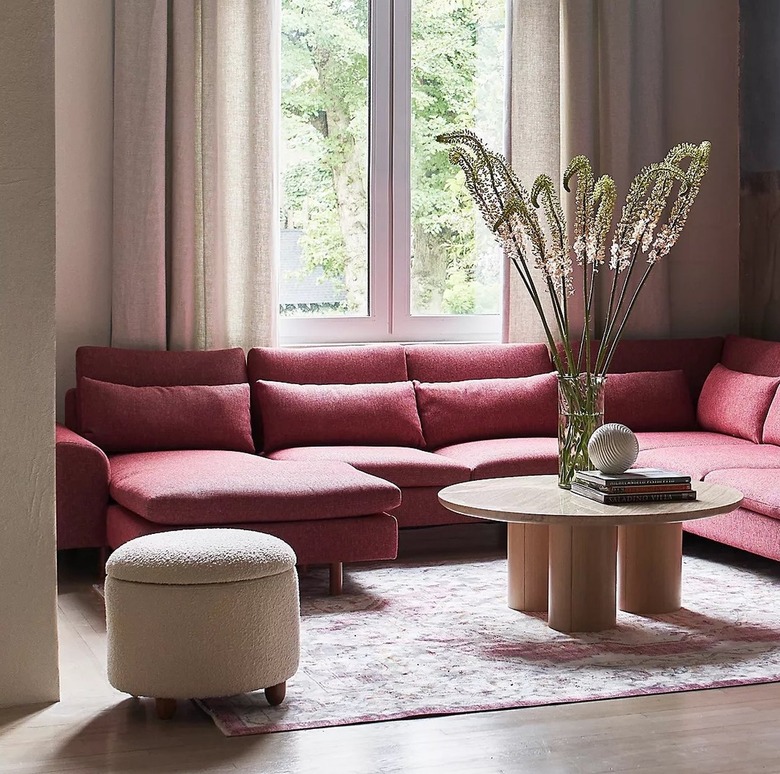 Living room with storage ottoman