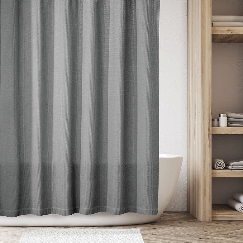 Grey shower curtain