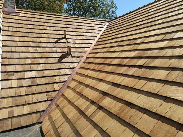 A large wood shake roof