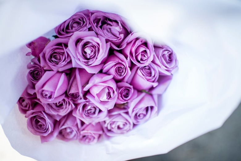 A bouquet of purple roses.