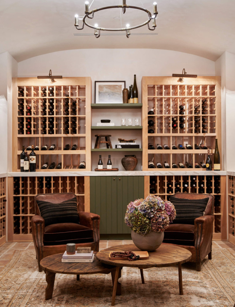 rustic bar ideas with wooden wine cellar