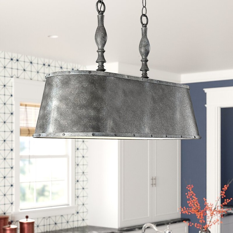 rustic pendant lighting with metal drum shade