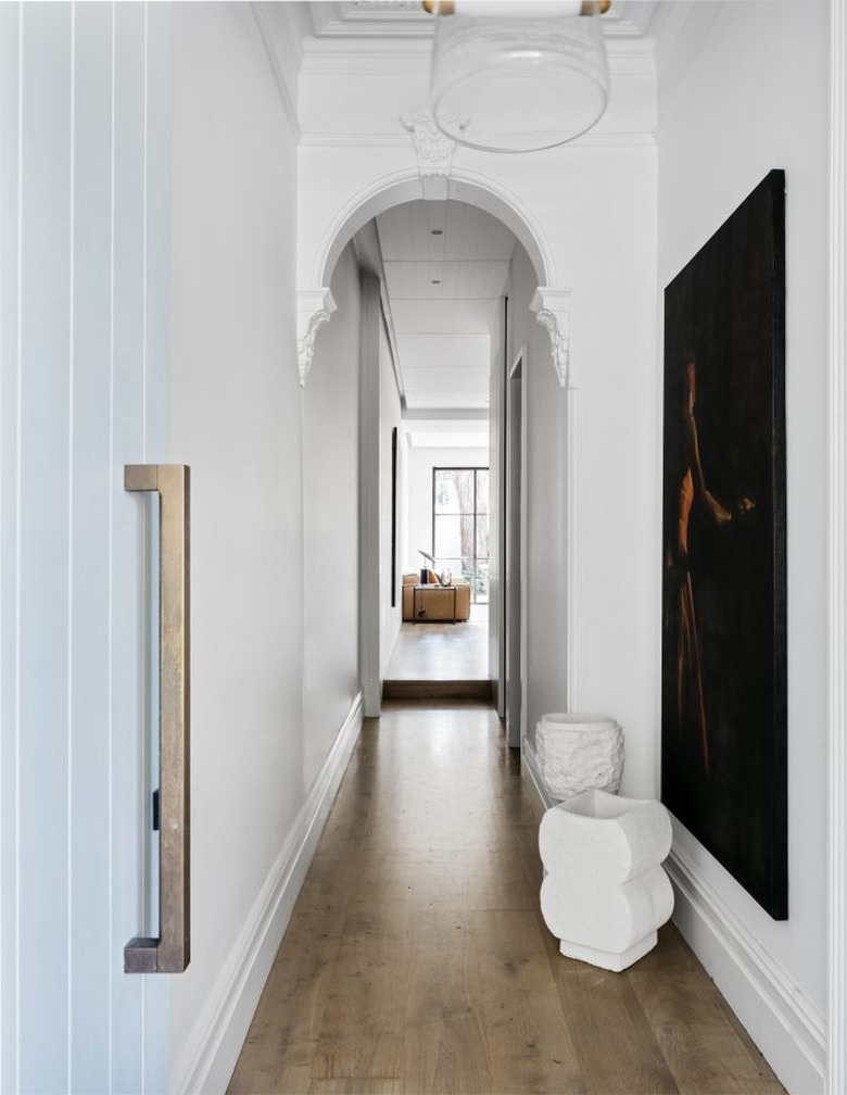 scandinavian hallway with black accents