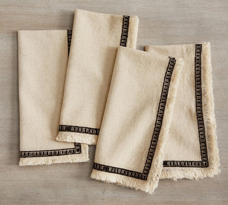 Sayulita Border Fringe Napkins, Set of 4 - Black