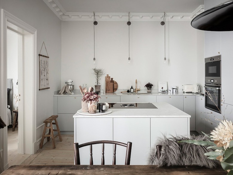 white, minimalist scandinavian kitchen