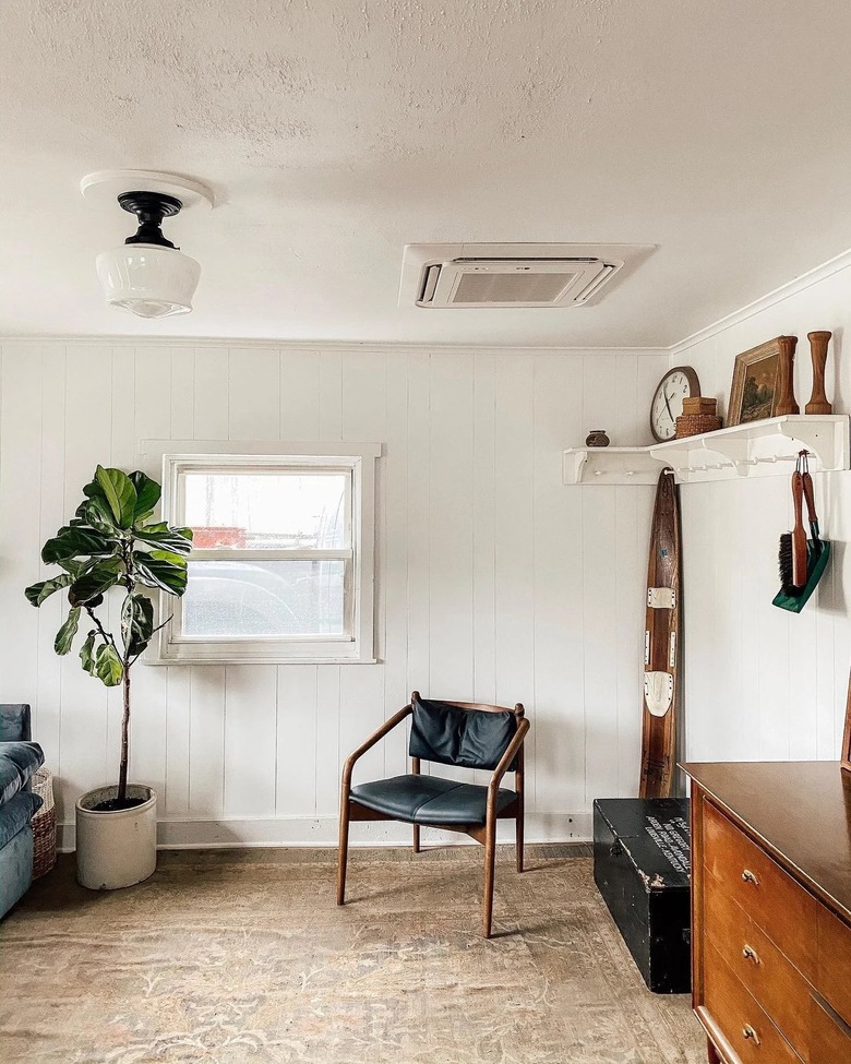 semi-flush mount light fixture in living room