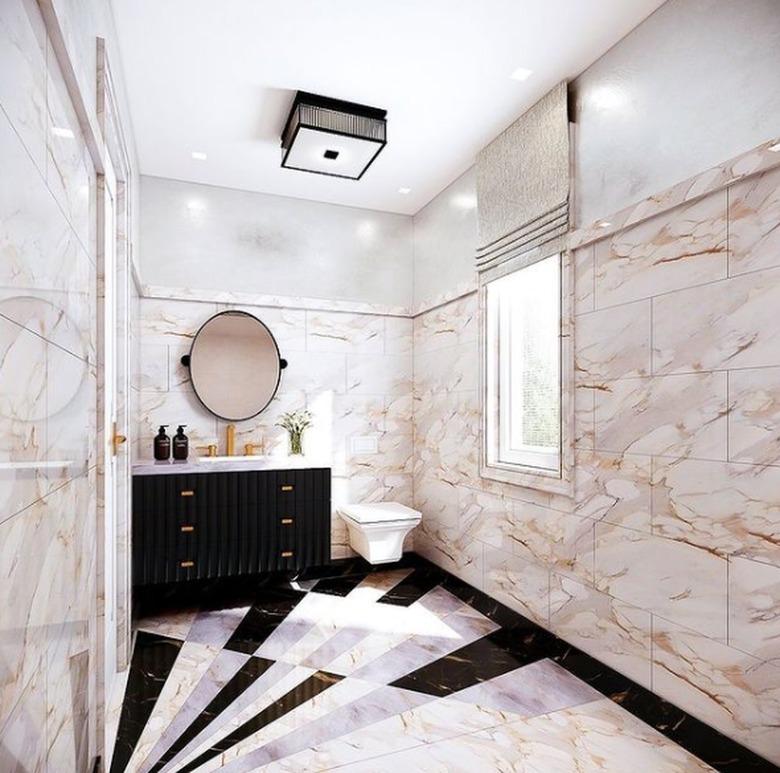 Marble tiled bathroom