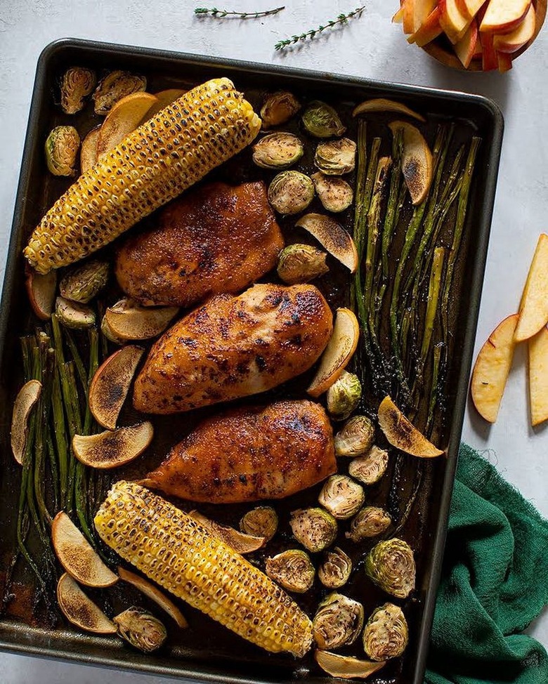 Orchids + Sweet Tea Sheet Pan Maple Apple Chicken and Veggies