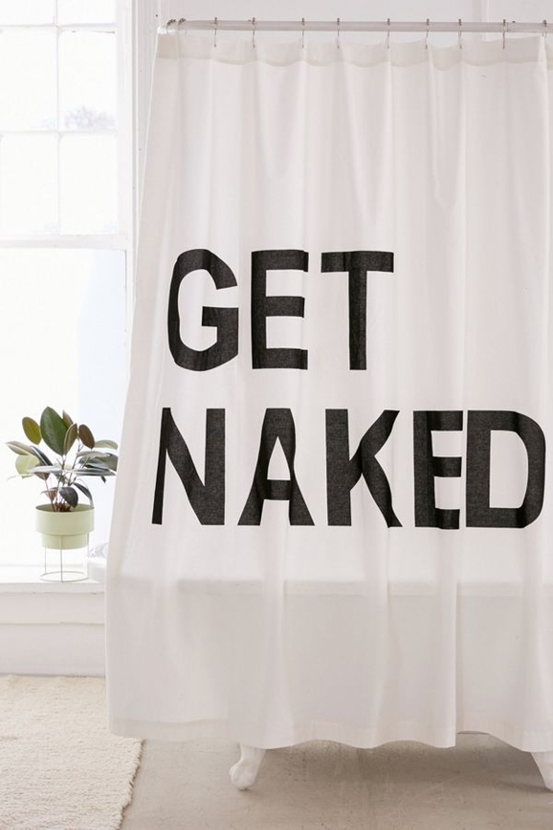 shower curtain with text