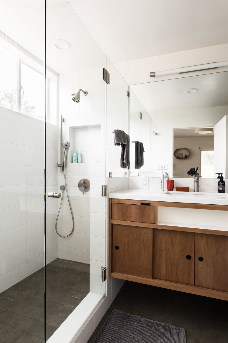 bathroom shower with glass walls