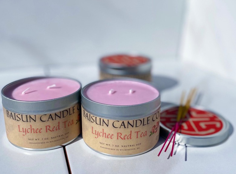 Baisun Candle Co. lychee red tea candle