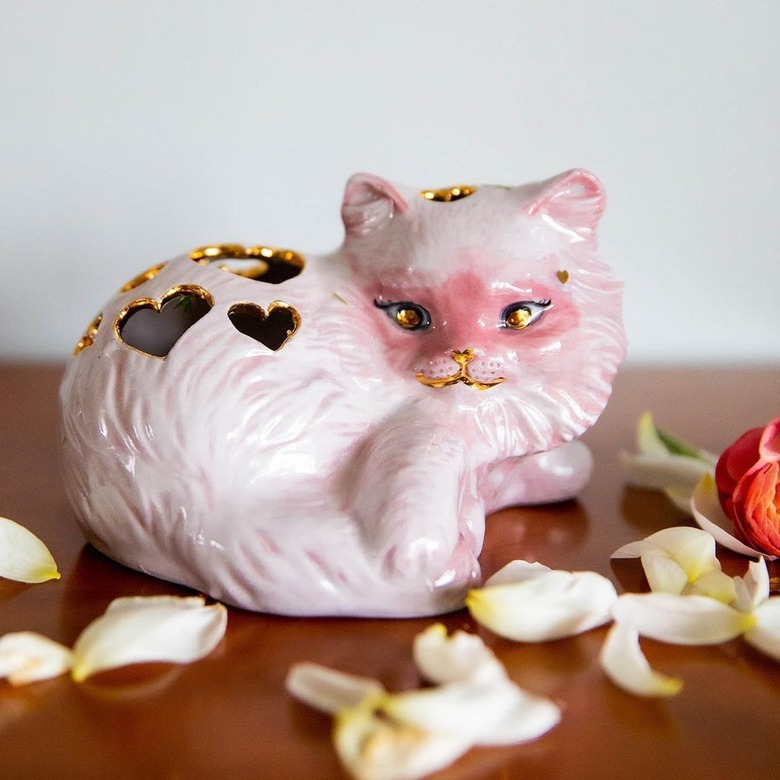 make good choices pink cat vase