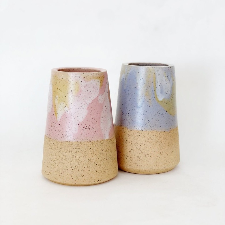 Object-Matter Ceramic marbled sorbet cone vase