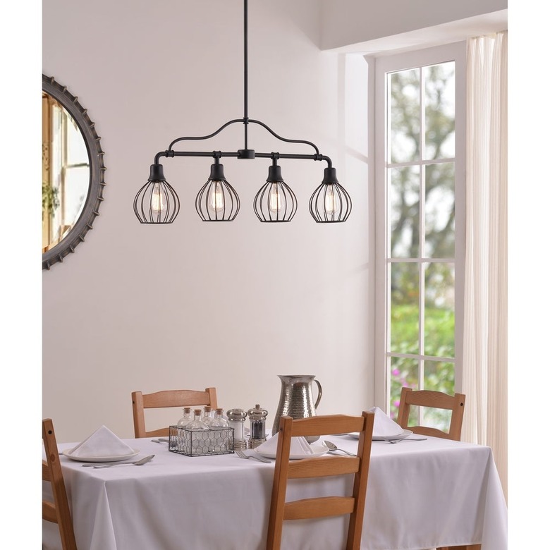 farmhouse cage light pendant on single rod