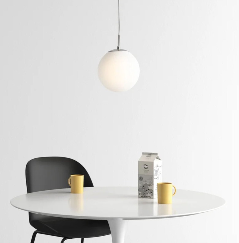 White globe pendant lamp.