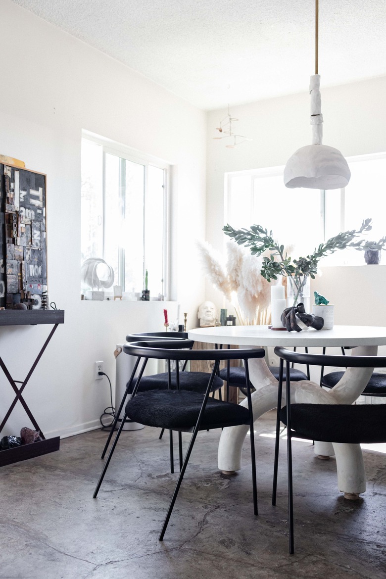 Black and white small dining room