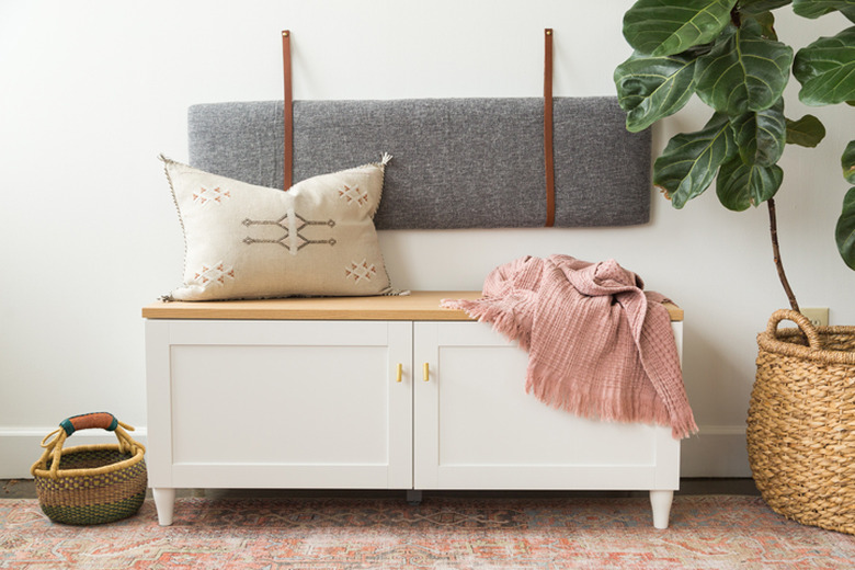 small entryway storahe bench with cushion