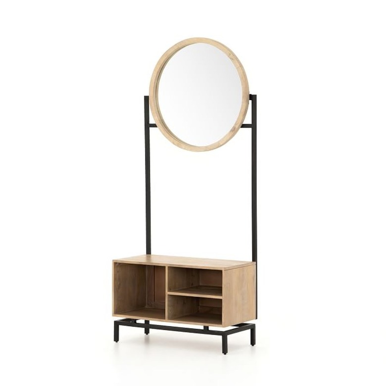 Small Entryway Storage Bench mirror