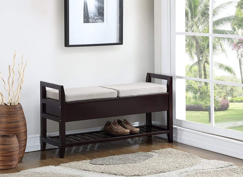 Small Entryway Storage Bench espresso