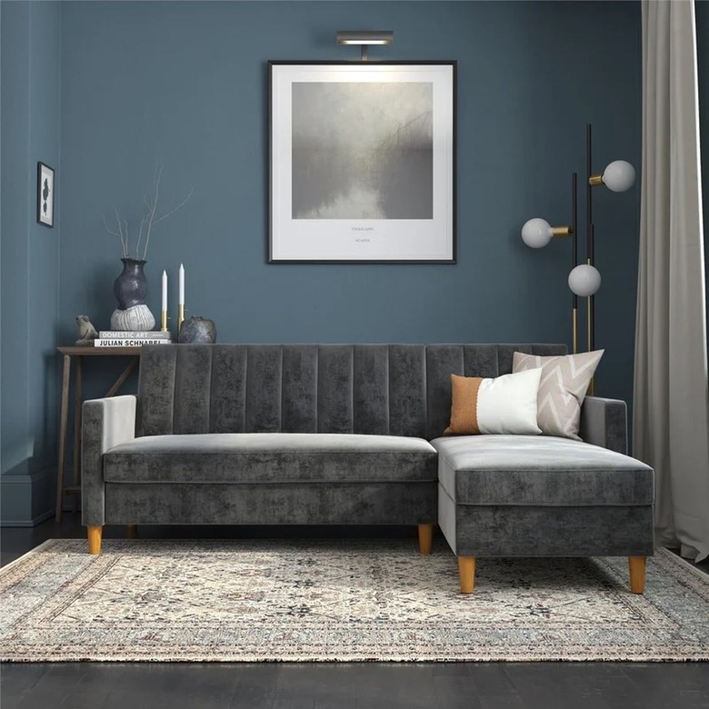 gray velvet modern sectional