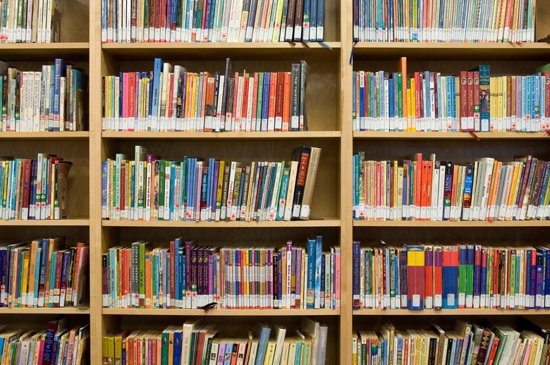 Book shelfs in children's library.