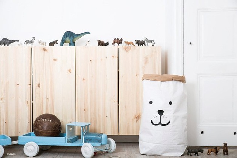 Paper bag stuffed animal storage