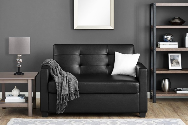 Faux leather black loveseat sleeper