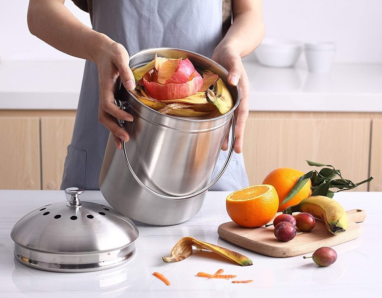 countertop kitchen compost bin with charcoal filter