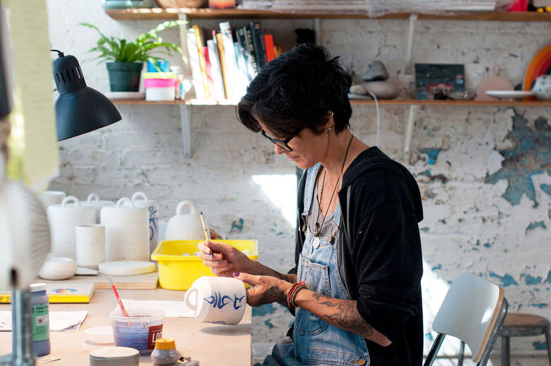 Michele Quan working in her studio