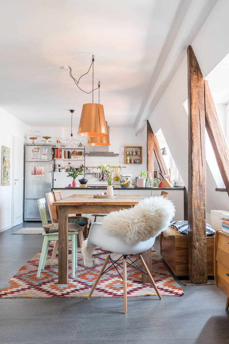 Homely bohemian open-plan dining room