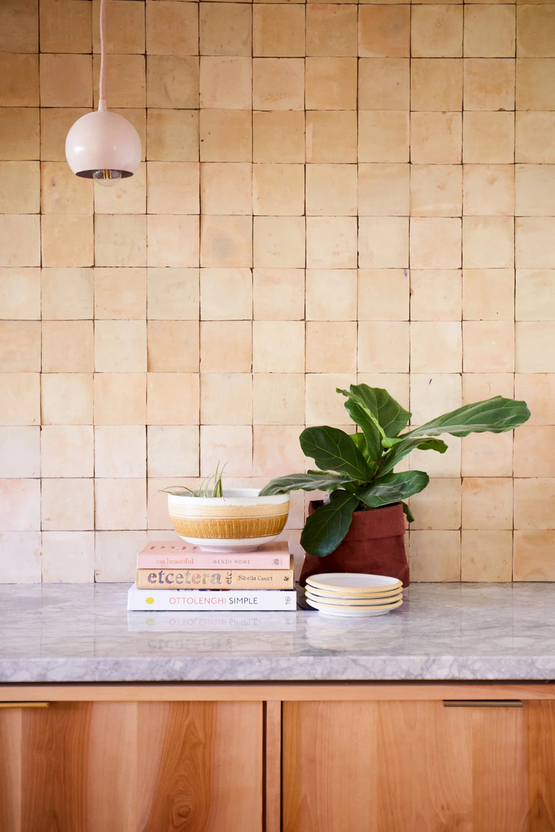 terra cotta color tile in the kitchen