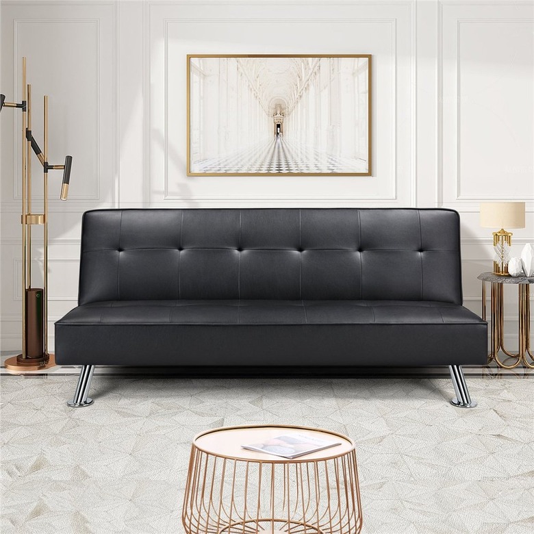 black leather sofa