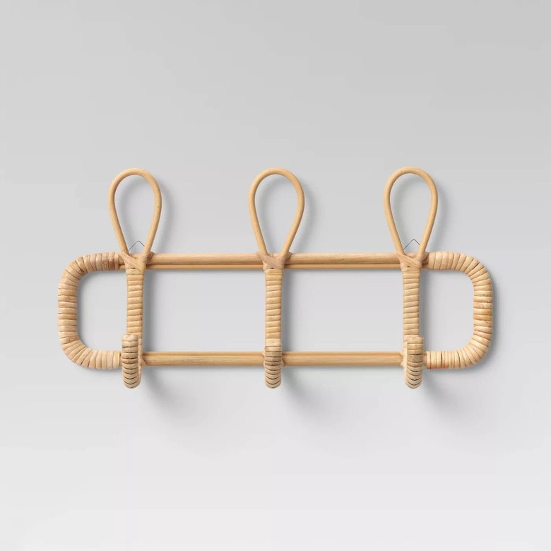 rattan entryway wall hooks