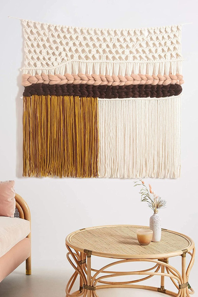 colorful macrame wall textile hanging