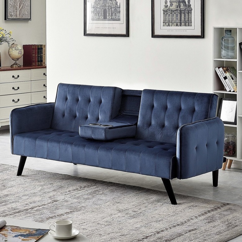 velvet button tufted fold down sleeper sofa bed